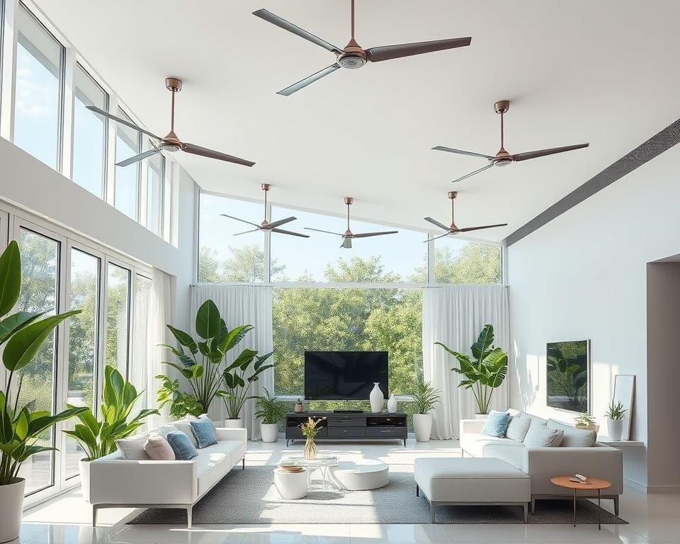 Moderne ventilatoren voor frisse lucht in de zomer