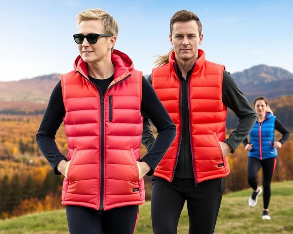 warme donsbodywarmers voor sportieve buitenactiviteiten